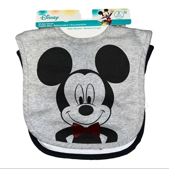 Disney Baby Set of Two Mickey Mouse Bibs 100% Cotton NWT - Picture 1 of 4
